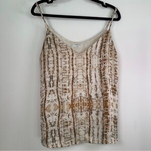 Babaton Aritzia Neutral Print V Neck Camisole Lined Minimalist Top Size M